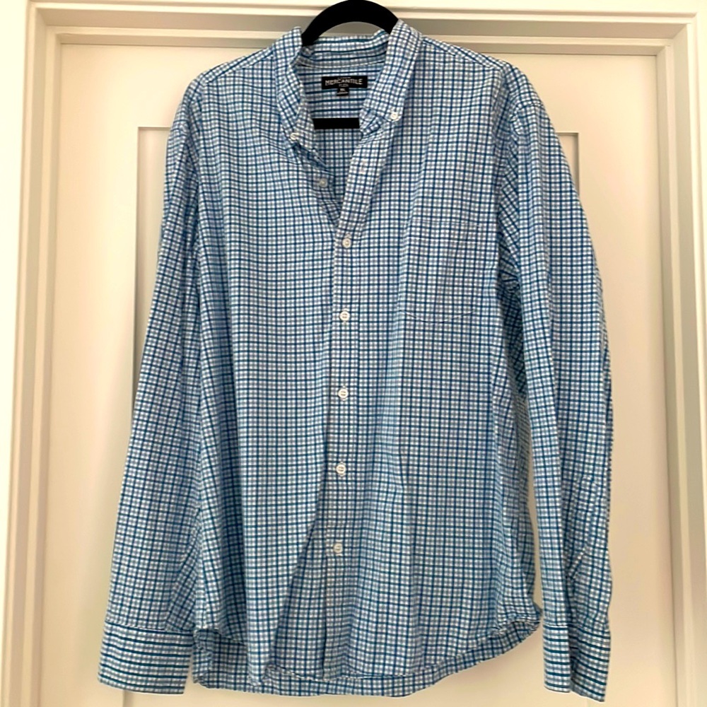 J. Crew Mercantile Gingham Flex Casual Button-down Shirt, Size XL